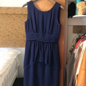 Blue BCBG cocktail dress.